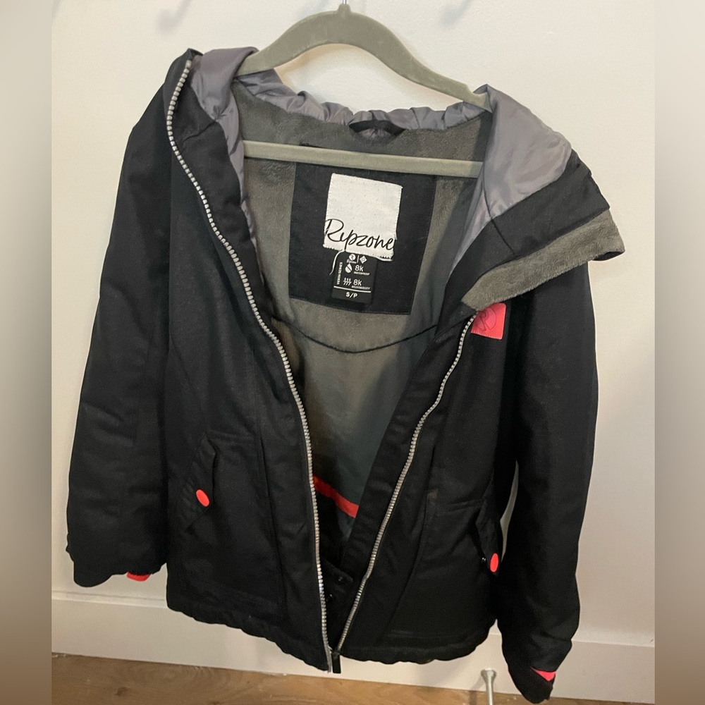 RipZone Youth Small Insulated Black Winter Jacket Waterproof Girl’s Ski Snow S